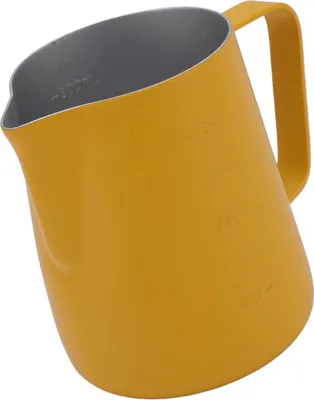 Imagen del producto de Jarra para espumar leche, acero inoxidable 304, taza para arte latte, accesorios para café, color amarillo, 300 ml