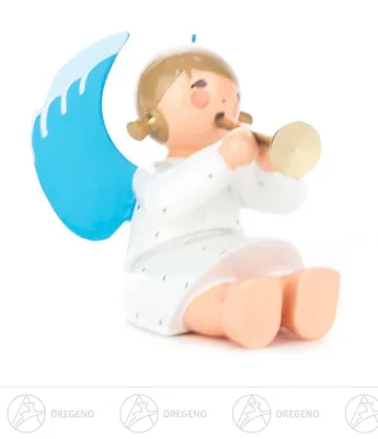 Produktbild von Engel mit Flöte sitzend  Höhe ca 4 cm NEU