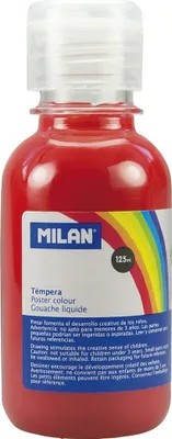 Productafbeelding van Milan Tempera Verf, fles 125ml, rood. Kleur: rood. Formaat: one size