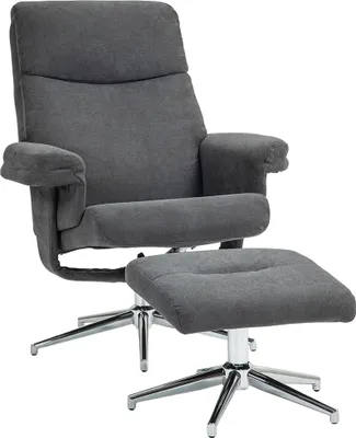Produktbild von HOMCOM Relaxsessel mit Hocker, Gepolstert Fernsehsessel mit Liegefunktion, Liegesessel mit Samtoptik, bis150 kg belastbar, für Wohnzimmer, Schlafzimmer, Dunkelgrau