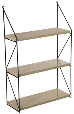 Wandregal aus Holz und Metall, 42x15x66 cm, Natur/Schwarz