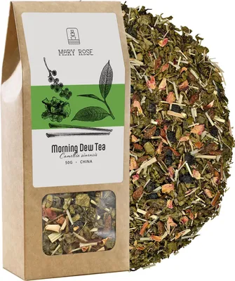 Produktbild von Mary Rose - Grüner Tee Morning Dew 50g - Mit Goji, Zitronengras, Minze, Hibiskus, Aronia, Rosenblüten - Erfrischend, Belebend, Harmonisch - Aus China