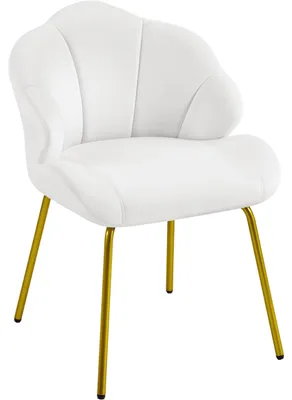 Productafbeelding van Fauteuil met een schelpvorm, bekleed, met metalen poten, wit, voor de woonkamer