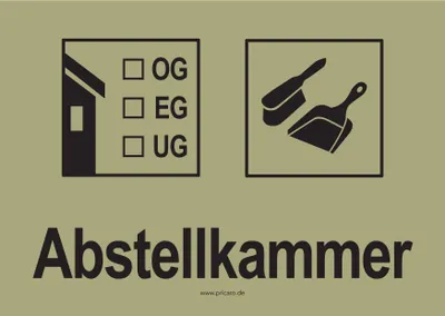 Produktbild von PRICARO Umzugsaufkleber "Abstellkammer" khaki, A6, 15 Stück