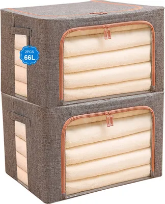 Produktbild von 2er Pack Kleideraufbewahrungsbeutel Große Kapazität Faltbarer Organizer Staubdicht und feuchtigkeitsbeständig Grau 66L