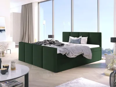 Produktbild von Bett, Boxspringbett STAR mit Fußteil, OHNE Topper, Bonell-Matratze, Bett mit 2 Bettkästen, Doppelbett, Stauraum, 180x200 cm, (Grün - Kronos 14)
