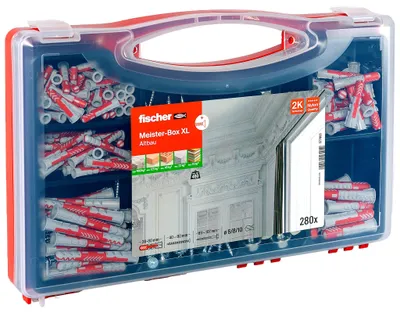Produktbild von fischer Meister-Box XL Altbau, 280-teiliges Dübel- Schraubenset, 6-10 mm Durchme