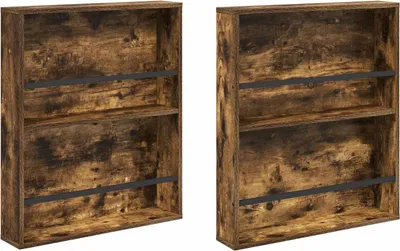 Zdjęcie produktu dla vidaXL Stojak na czasopisma z półką 2 szt. dąb wędzony 60 x 12 x 70 cm