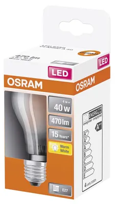 Obrázok produktu pre OSRAM 4058075112469 OSRAM LED-Lampe LED RETROFIT CLASSIC A 40 E27 4 W matt