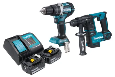 Immagine prodotto di Kit combinato Makita DLX 2278 SF + trapano a percussione DHP 484 54 Nm + trapano a percussione DHR 171 1,2 J + 2x batteria ricaricabile 3,0 Ah + caricabatterie