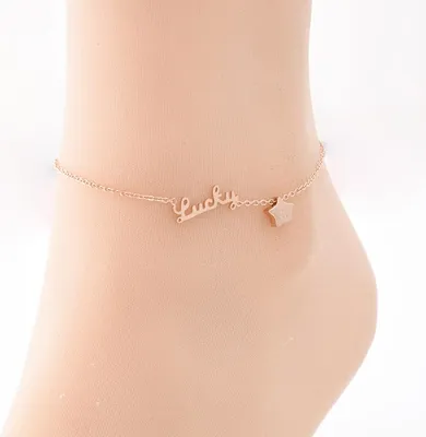 Immagine prodotto di Braccialetto da caviglia portafortuna in oro rosa