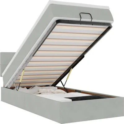 Produktbild von vidaXL Ottoman-Bett mit Matratze Hellgrau 80x200 cm Samt
