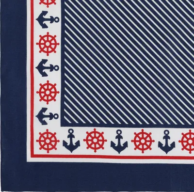 Produktbild von modAS Vierecktuch Bandana Kopftuch ca. 54x54 cm- Tuch in verschiedenen Designs und Farben aus Baumwolle in Blau mit Steuerrad und Anker