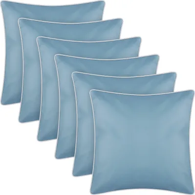 Obrázek produktu pro Venkovní polštářek s lemováním 6 ks ( 45 x 45 cm ) tyrkysový - dekorativní polštářek zahradní zip - odpuzuje nečistoty a vodu - snímatelný potah