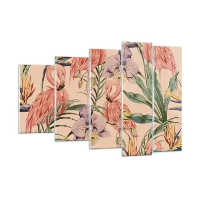 Produktbild von Bilder auf glas - Flamingos Pflanzen Vogel exotisch - 150x100cm - Glasbilder - Wandbilder - Kunstdruck - Wanddekoration aus Glas - Glas Bilder - Wandbild auf Glas - GEG150x100-2929