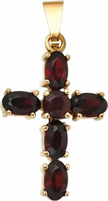 Produktbild von JOBO Anhänger Kreuz 375 Gold Gelbgold 6 Granate rot