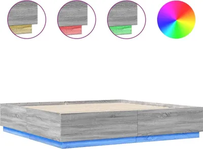 Produktbild von Bettgestell mit LED Grau Sonoma 180x200 cm Holzwerkstoff