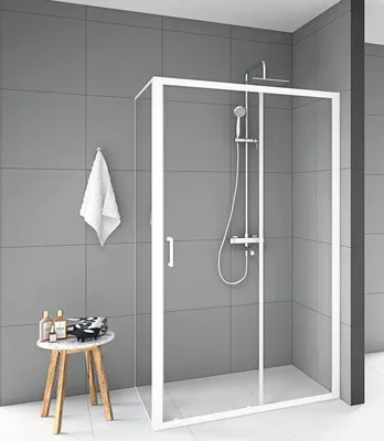 Obrázek produktu pro Sprchové dveře se sprchovou zástěnou Aurlane 80 x 120 cm barva rámu bílá dekor skla čiré sklo FAC840W