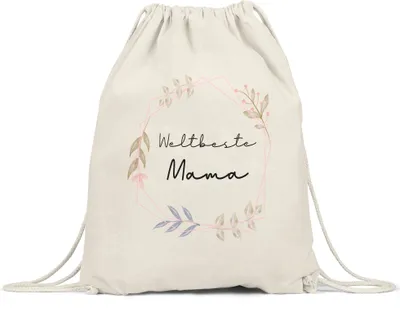 Produktbild von Weltbeste Mama Turnbeutel Gymsack Liebe Blumenmotiv Geschenkidee Muttertag Geburtstag