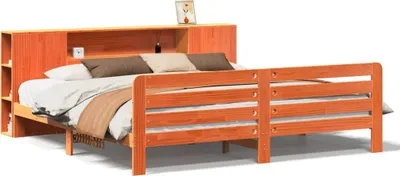 Produktbild von vidaXL Massivholzbett ohne Matratze Wachsbraun 180x200 Kiefernholz