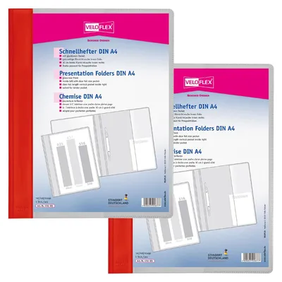 Productafbeelding van VELOFLEX - Snelheft DIN A4, PVC, lichtrood, 2 stuks