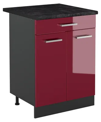 Immagine prodotto di Mobiletto base cucina Vicco R-Line Rosso lucido/Antracite 60 cm con cassetto piano di lavoro Antracite, Model 61090