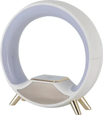 Image de Lampe de table, haut-parleur Bluetooth, recharge sans fil, BLANC