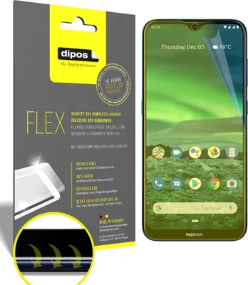 Produktbild von 2x Schutzfolie für Nokia 45353 Folie, 100% Displayabdeckung, dipos Flex