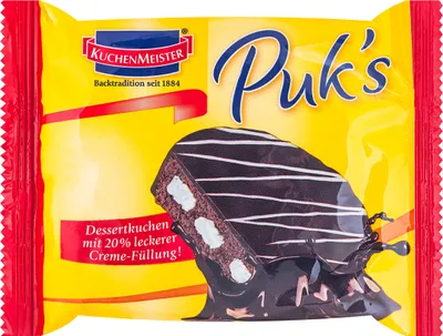 Produktbild KuchenMeister Puks Dessertkuchen Rührkuchen mit Creme Füllung 62g