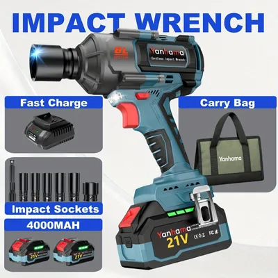 Imagen del producto de Llave de impacto – Batería. Llave de impacto de alto par (1400 Nm) – 21V – Motor sin escobillas – Doble batería
