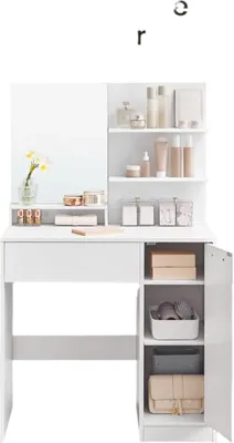 Obrázek produktu pro Kosmetický stolek se zrcadlem – stolek na líčení – s velkým úložným prostorem – rozměry 80 x 40 x 132 cm