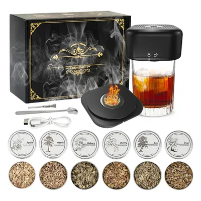 Produktbild von Elektrischer Cocktail Smoker Kit, Altmodisch Whisky Smoker Set mit 6 Holzchips, USB-C wiederaufladbar flammenfreies für Bourbon Whiskey, Bier, Wein