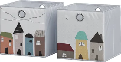 Produktbild von Vicco Faltbox , 30 x 30 cm (Motiv Stadt), Grau