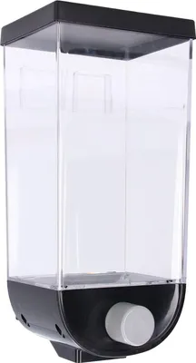 Imagen del producto de Dispensador cuadrado de comida seca, montable en la pared, recipiente de almacenamiento de granos, dispensador de perlas para lavandería y cereales, ideal para la cocina. Capacidad: 1.5L
