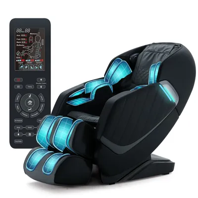 Produktbild von HealthRelife 3D Shiatsu Massagesessel mit Zero Gravity, SL Track, 24 Airbags, Heizung, Bluetooth, Schwarz