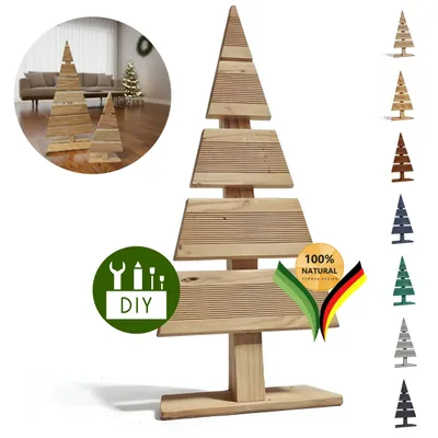 Immagine prodotto di be4nature Abete in legno Altezza 60 cm Larghezza base 27 cm Albero di Natale Alternativa Decorazione Natalizia Abeti in legno Piccoli DYI Non Trattati
