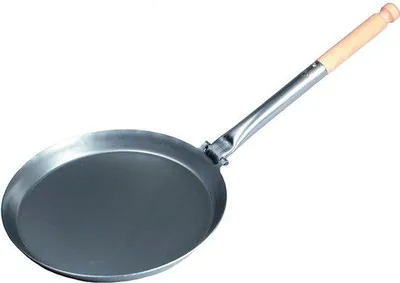 Image de Poêle en fonte XL avec manche en bois pour la cuisine et les grillades en plein air