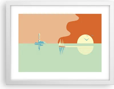 Produktbild von Gerahmtes Poster - Weißer Rahmen - Sonne Segelschiff Laterne - 40x30 cm - Wand Bild - Wanddeko - Wandbilder - Kunstposter - Wandposter - Bilderrahmen - Bilder - Kunstdruck - P2WAA40x30-4888