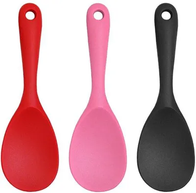 Produktbild von Silikon-Kochspatel - Set aus 3 - Rosa, Schwarz und Rot - 22,5 cm - Hochwertig