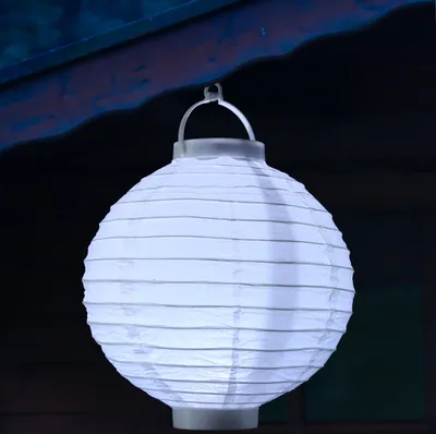 Produktbild von LED Lampion - kaltweiße LED - D: 30cm - Montagehaken - Batteriebetrieb - weiß