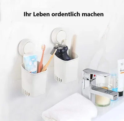 Produktbild von Badorganizer Wandmontage Zahnbürstenständer, Selbstklebend 1 St