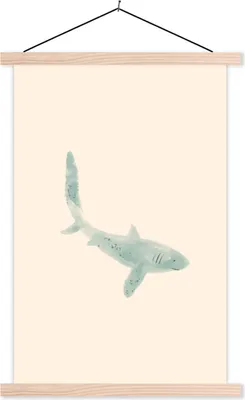 Produktbild von MuchoWow® Textilposter Fische - Tiere - Aquarell - Pastell 60x90 cm mit holzfarbenen Rahmen - Textil