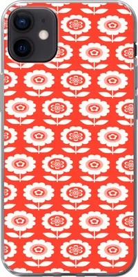 Produktbild von MuchoWow® Handyhülle Schutzhülle Hülle für Telefoonhoesje iPhone 12 mini Blumen - Muster - Rot Silikon Softcase Handy Hülle - Bild
