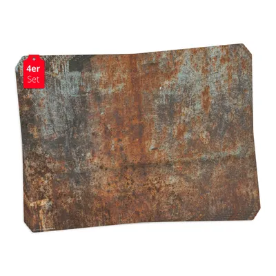 Produktbild von Tischsets | Platzsets abwaschbar – Rost Optik Metall grau-orange – aus Premium Vinyl (Kunststoff – BPA-frei) - 4 Stück - 44 x 32 cm -  Germany