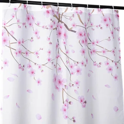 Produktbild von Duschvorhang FASTY Sakura Anti-Schimmel Polyester Badezimmervorhang Bad-Stoff 120x200cm Rosa Robust