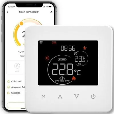 Productafbeelding van Slimme Thermostaat voor Boiler, WiFi Kamerthermostaat, Programmeerbaar, Compatibel met Alexa en Google Home, Tuya App, Energiebesparing