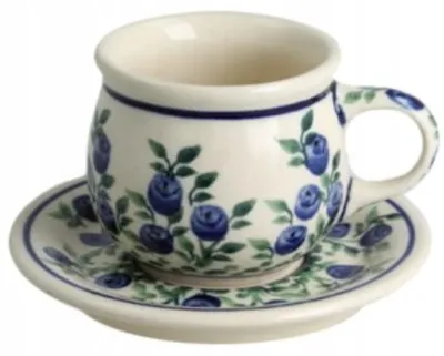 Produktbild von Bolesławiec GU1121DEK1208 Tasse und Untertasse Handbemalt Keramik