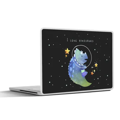 Produktbild von MuchoWow® Laptop Aufkleber Sticker Cover Zitate - Sprichwörter - Raumfahrt - 'Ich liebe Dinosaurier' - Jungen - Kind - Mädchen - Kinder 36.5x27.5 cm - Laptop-Sticker