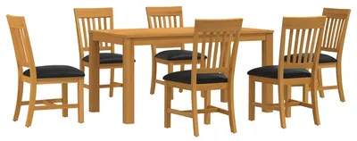 Immagine prodotto di vidaXL Set da pranzo, 7 pezzi, legno massello di quercia nero