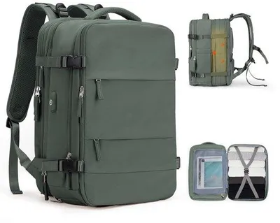Produktbild von Großer Wasserdichter Outdoor-Rucksack Olivgrün 14 Zoll Laptop-Tasche mit Schuhfach